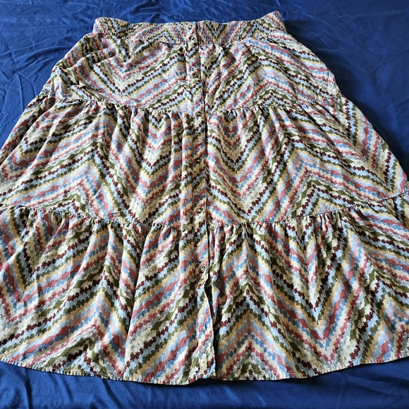 Sonoma Multicolor Chevron Pattern Midi Skirt Tiered  Womens XL - Picture 11 of 12